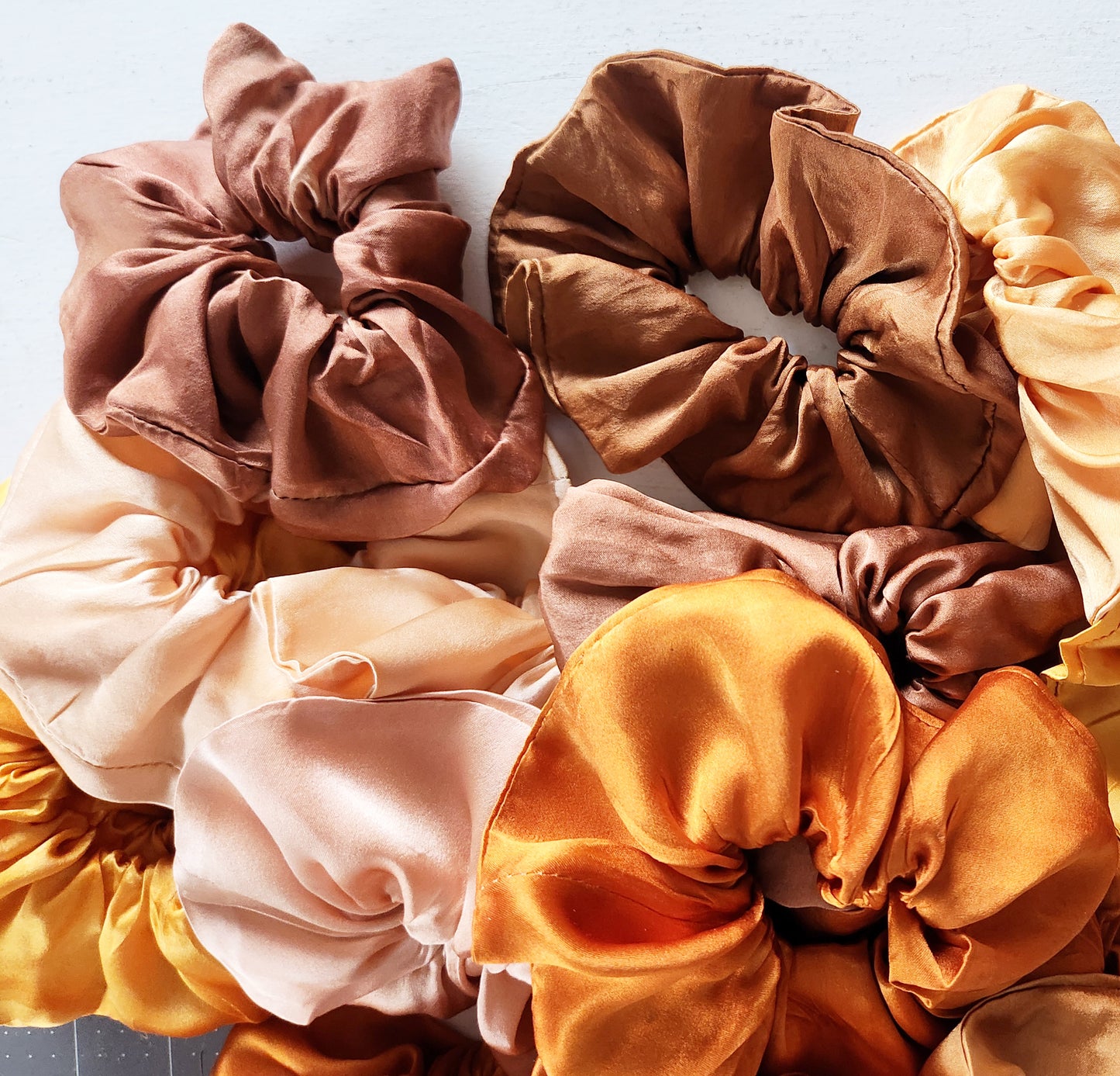 EARTH TONES Solid Botanically Dyed Silk Hair Scrunchie