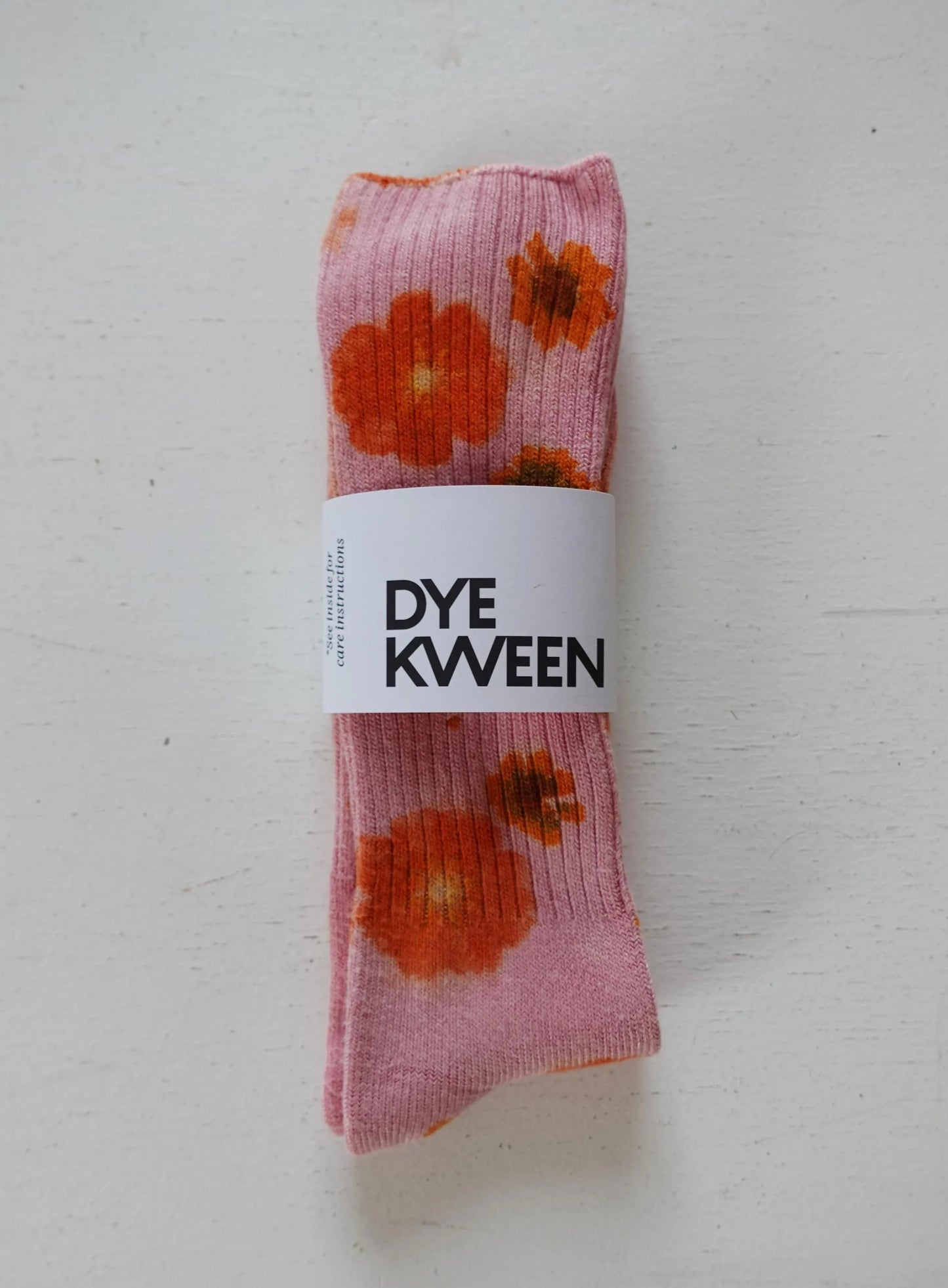 Hand-dyed Color Block Flower Power Socks