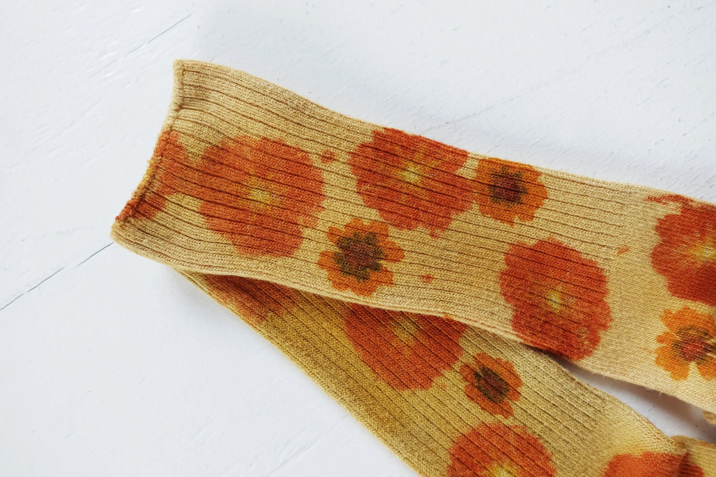 Hand-dyed Color Block Flower Power Socks