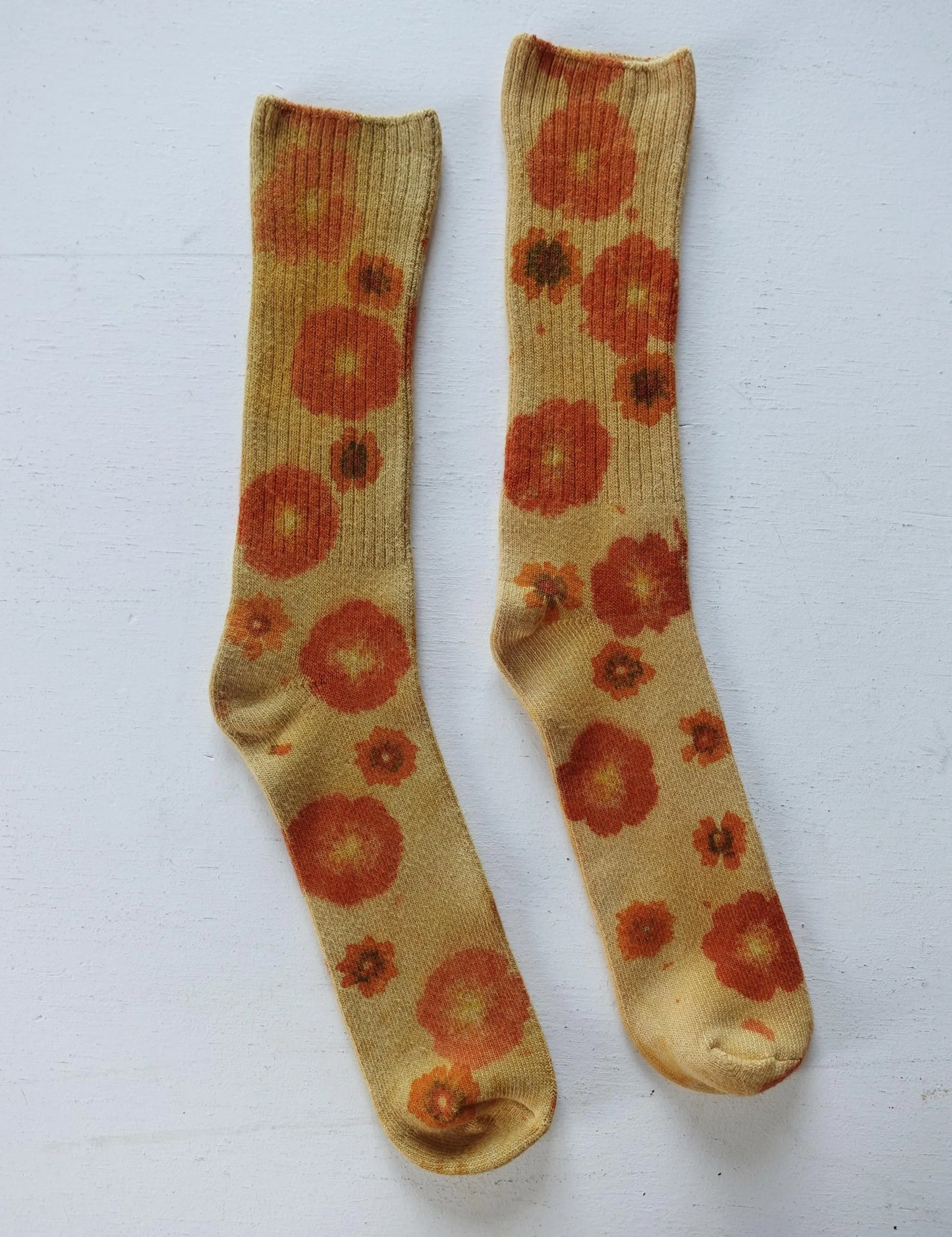 Hand-dyed Color Block Flower Power Socks