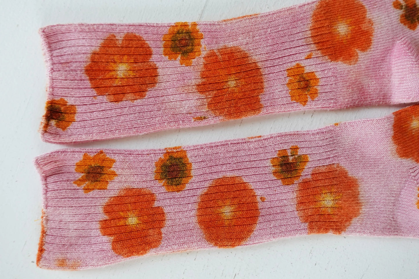 Hand-dyed Color Block Flower Power Socks