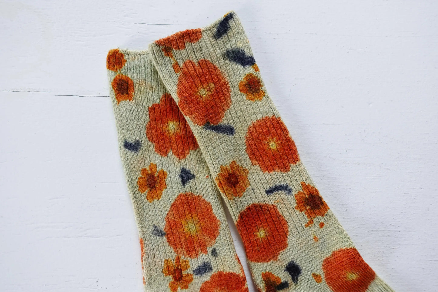 Hand-dyed Color Block Flower Power Socks