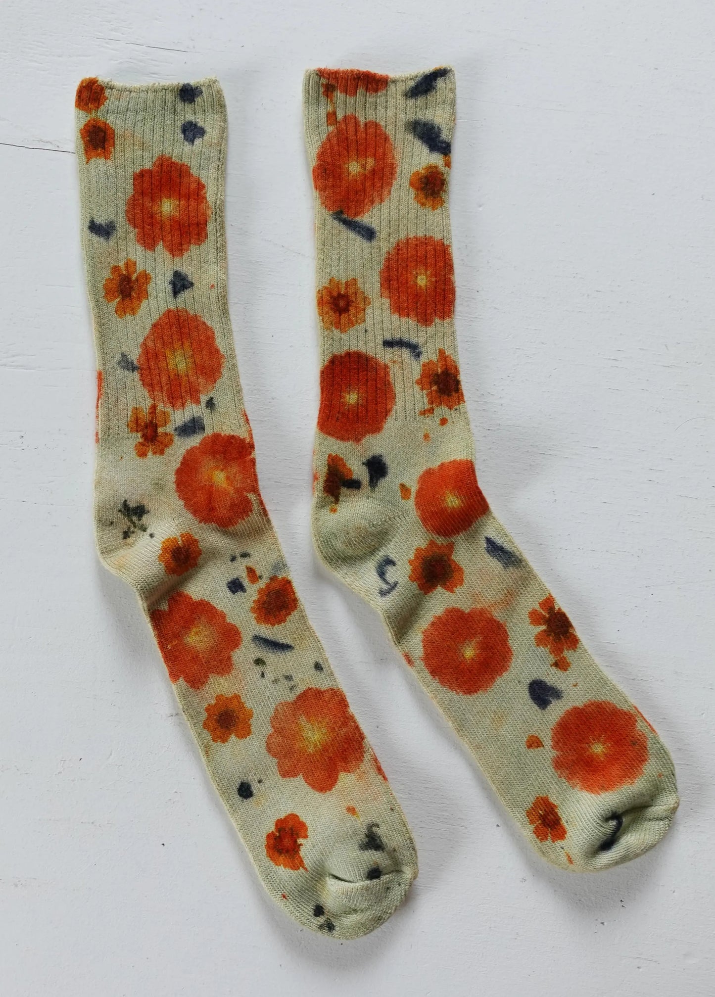 Hand-dyed Color Block Flower Power Socks