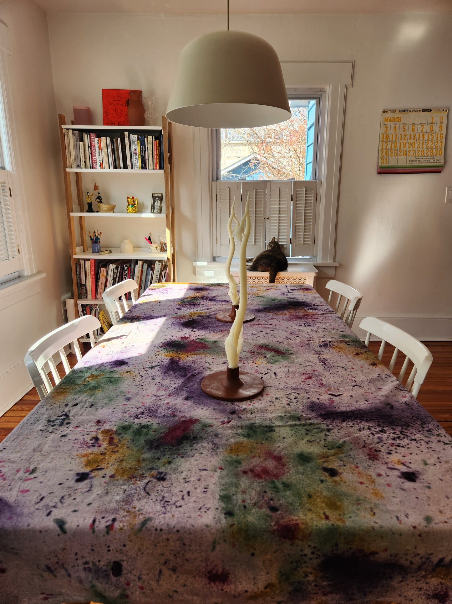Abstract Speckled Dyed Linen Blend Tablecloth