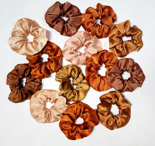 EARTH TONES Solid Botanically Dyed Silk Hair Scrunchie