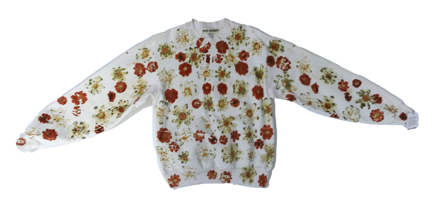 Flower Dyed Crewneck Sweatshirt Size S