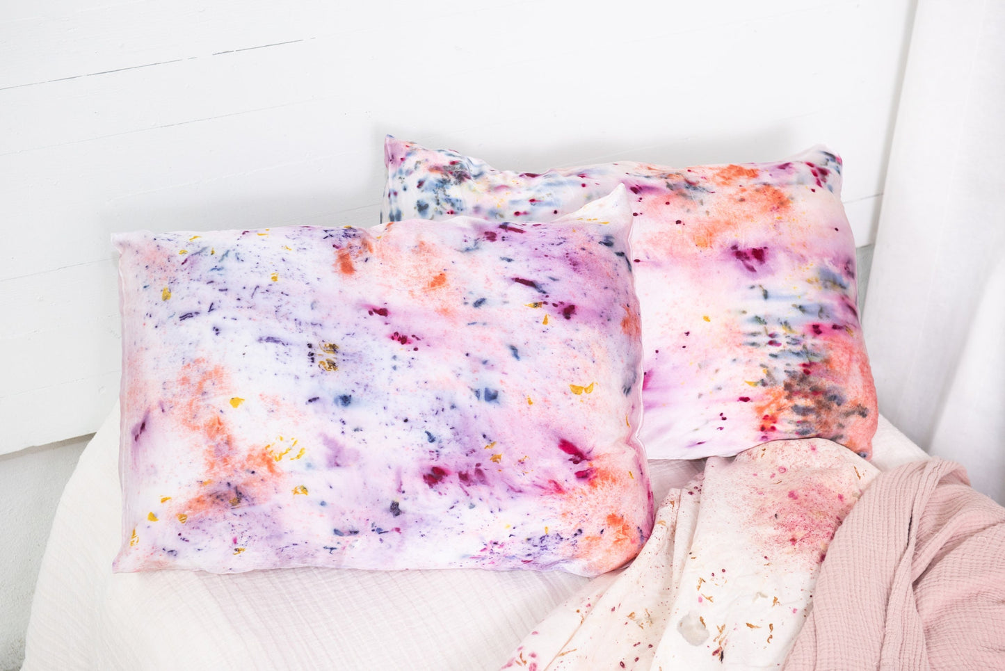 Abstract Botanically Dyed Silk Pillowcase